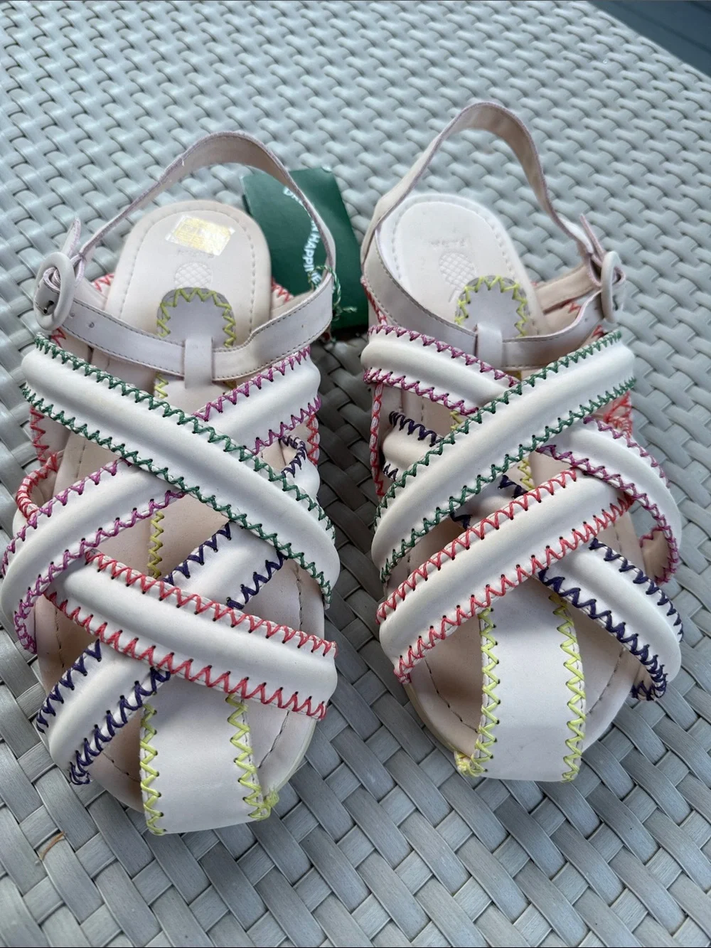 NWT Farm Rio Womens Multicolor Stitch Vegan Sandals Womens Size 12